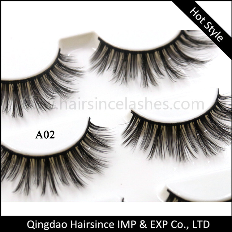Imported quality silk hair material 3D eyelash, black color band silk hair lashes free sample free shipping