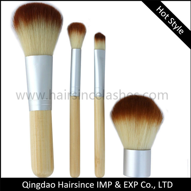 4 pcs per set wooden style makeup brushes cheap set brushes from Alibaba